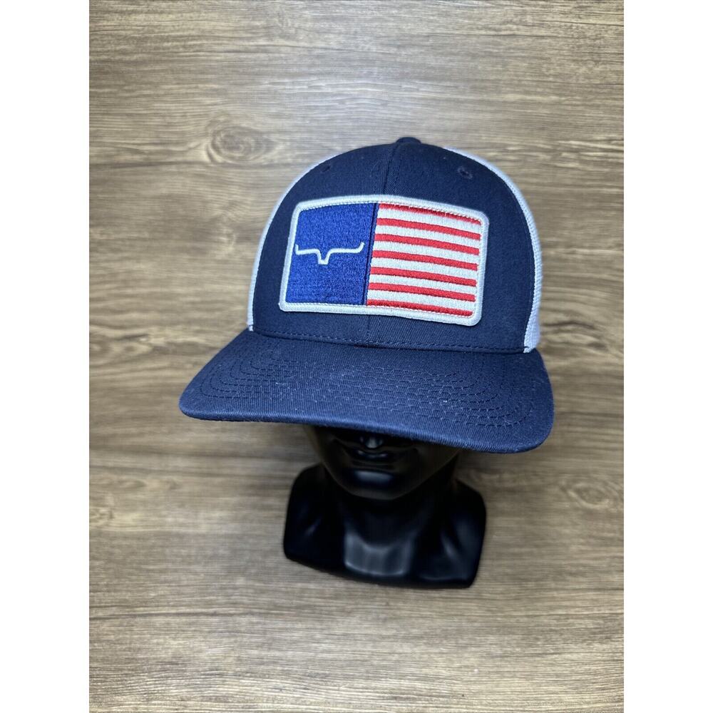 Kimes Ranch Hat Cap Snapback RWB American Flag Logo One Size Mesh Adjustable